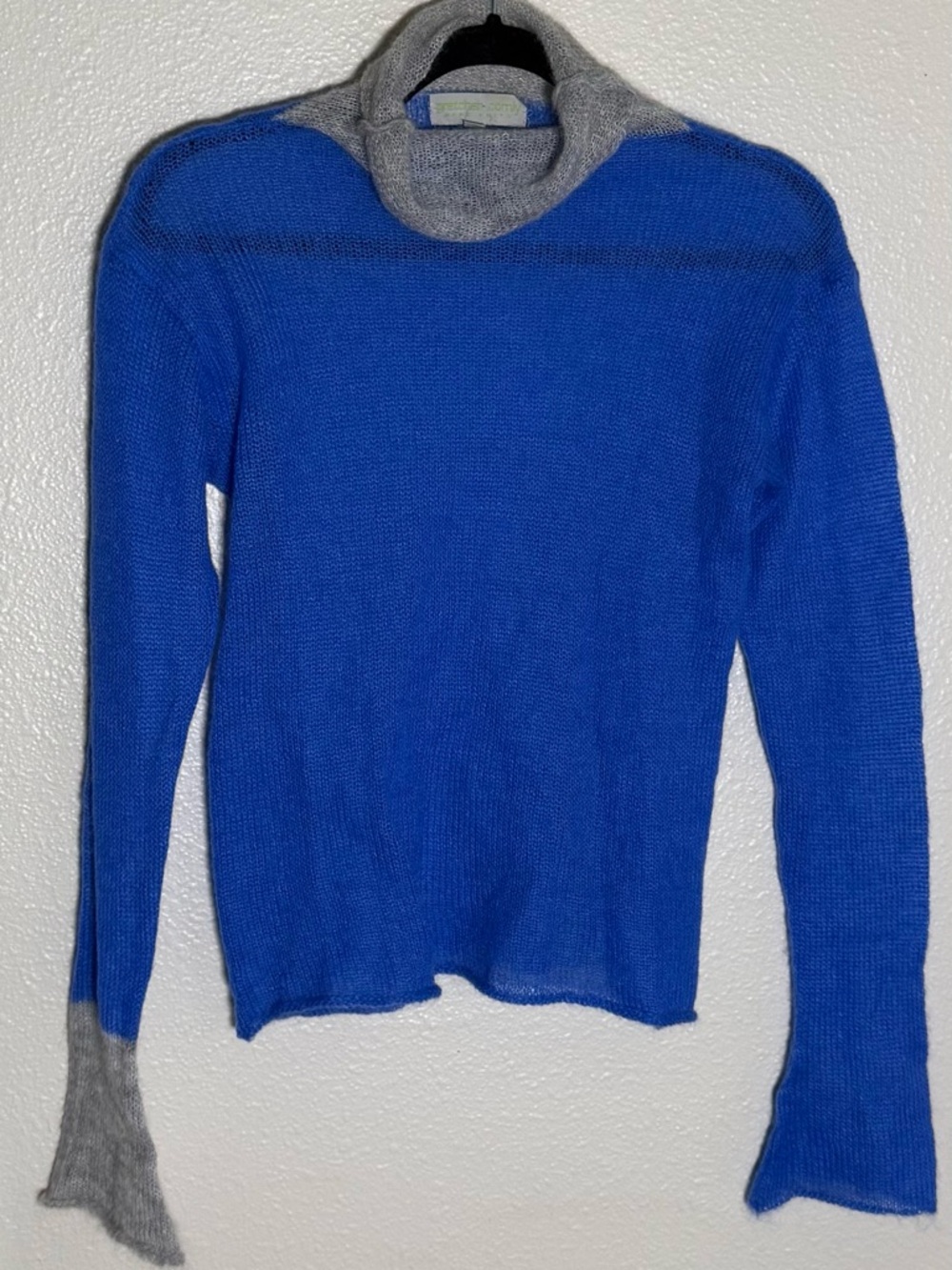 Gretchen Comely Mohair Hand knit See Through Pullover Turtleneck Sweater small